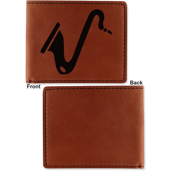 Musical Instruments Cognac Leatherette Bifold Wallets - Front and Back Single Sided - Apvl