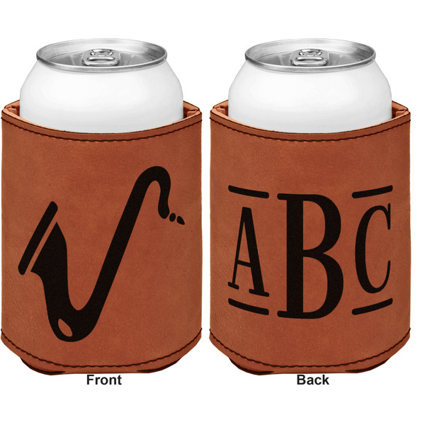 Musical Instruments Cognac Leatherette Can Sleeve - Double Sided Front and Back