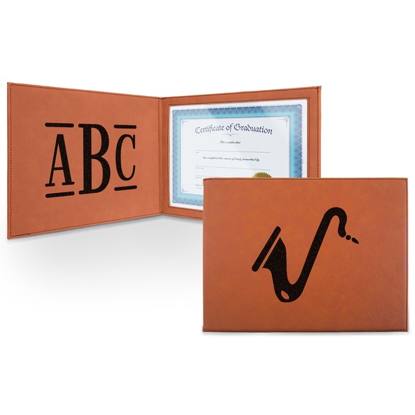 Custom Musical Instruments Leatherette Certificate Holder - Front and Inside (Personalized)