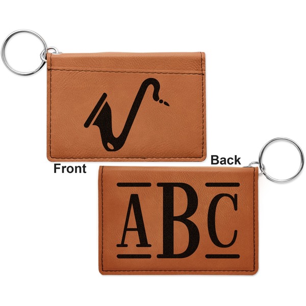 Musical Instruments Cognac Leatherette Keychain ID Holders - Front and Back Apvl