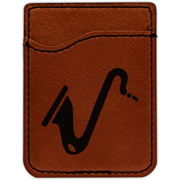 Musical Instruments Cognac Leatherette Phone Wallet close up