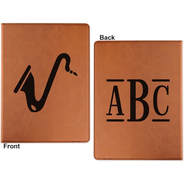 Musical Instruments Cognac Leatherette Portfolios with Notepad - Small - Double Sided- Apvl