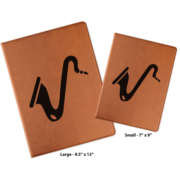 Musical Instruments Cognac Leatherette Portfolios with Notepad - Compare Sizes