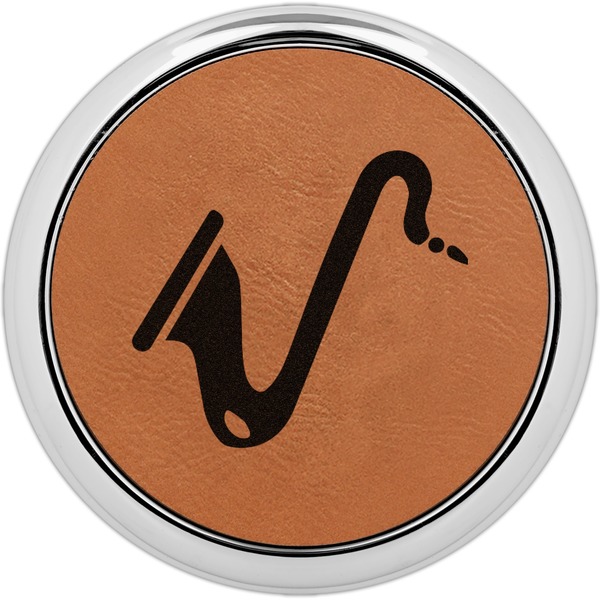 Custom Musical Instruments Leatherette Round Coaster w/ Silver Edge