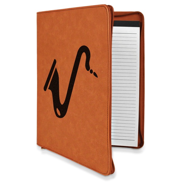 Custom Musical Instruments Leatherette Zipper Portfolio with Notepad - Double Sided (Personalized)