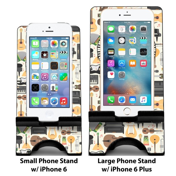 Musical Instruments Compare Phone Stand Sizes - with iPhones