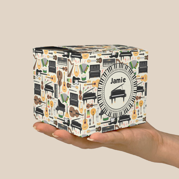 Musical Instruments Cube Favor Gift Box - On Hand - Scale View