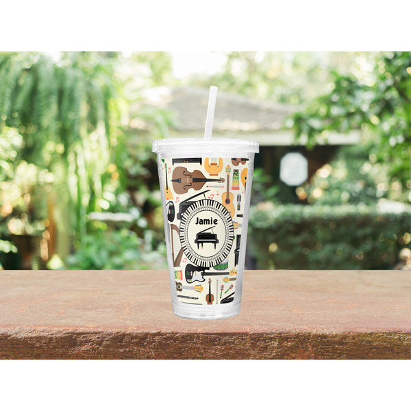 Musical Instruments Double Wall Tumbler with Straw Lifestyle
