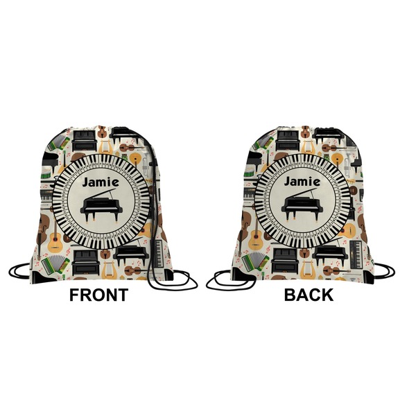 Musical Instruments Drawstring Backpack Front & Back Medium