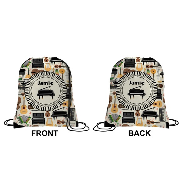 Musical Instruments Drawstring Backpack Front & Back Small