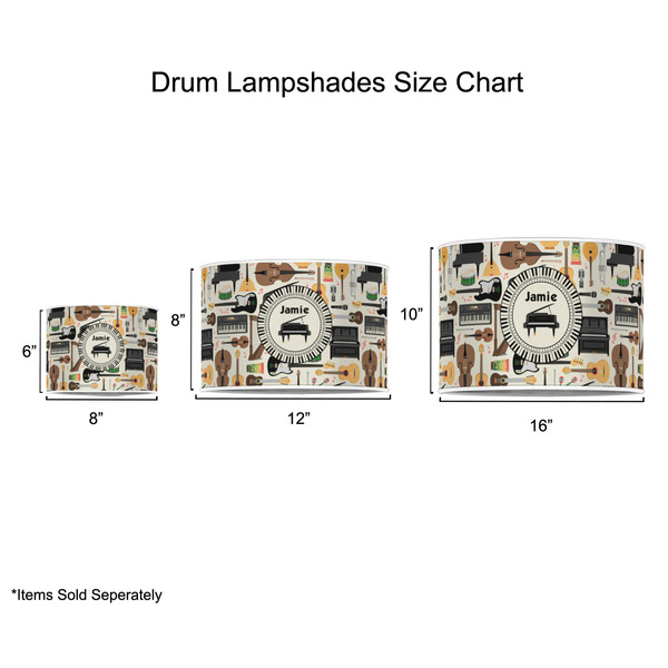 Musical Instruments Drum Lampshades - Sizing Chart