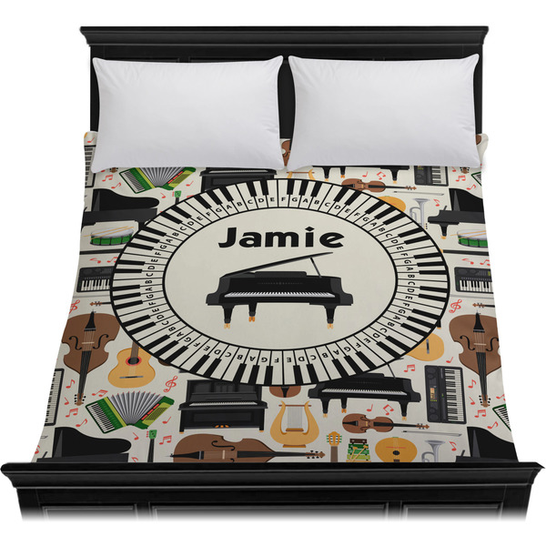 Musical Instruments Duvet Cover - Queen - On Bed - No Prop