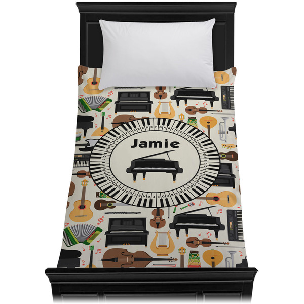 Musical Instruments Duvet Cover - Twin - On Bed - No Prop
