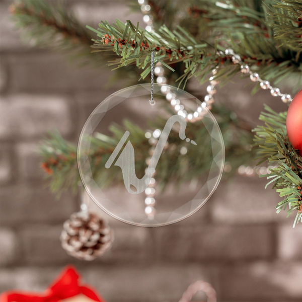 Musical Instruments Engraved Glass Ornaments - Round (Lifestyle)