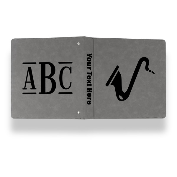 Musical Instruments Leather Binder - 1" - Grey - Back Spine Front View