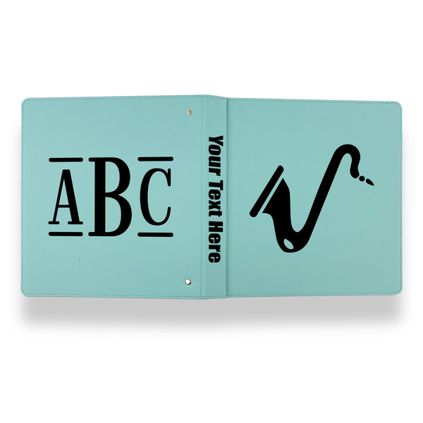 Musical Instruments Leather Binder - 1" - Teal - Back Spine Front View