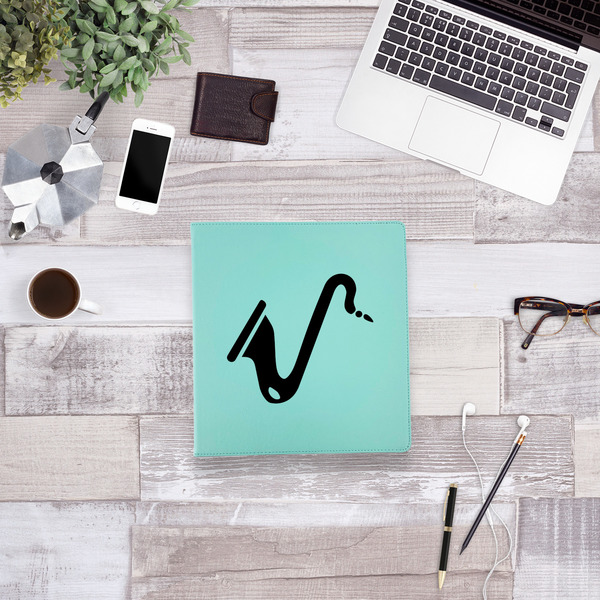 Musical Instruments Leather Binder - 1" - Teal - Lifestyle View