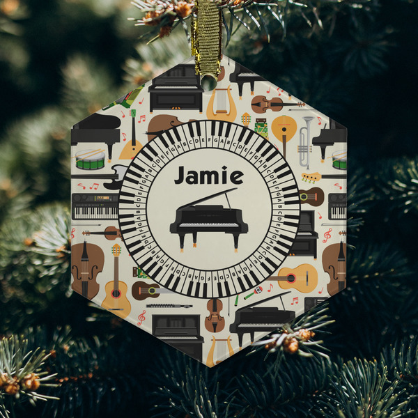 Musical Instruments Frosted Glass Ornament - Hexagon (Lifestyle)