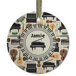 Musical Instruments Flat Glass Ornament - Round w/ Name or Text