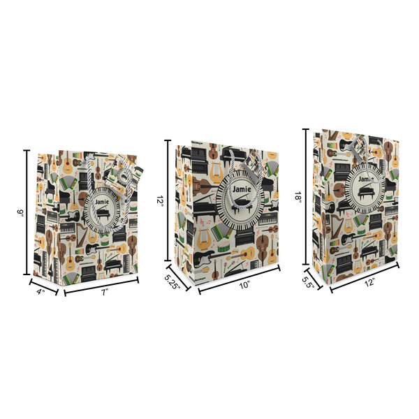 Musical Instruments Gift Bags - All Sizes - Dimensions