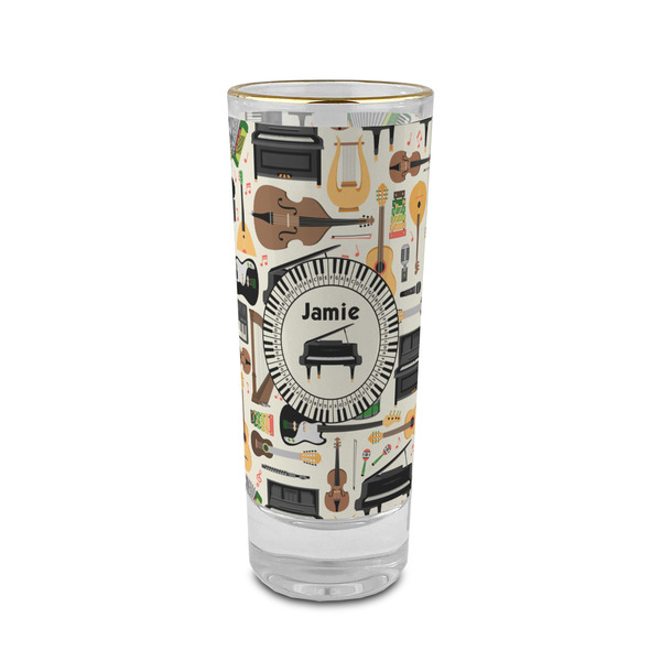 Custom Musical Instruments 2 oz Shot Glass - Glass with Gold Rim (Personalized)