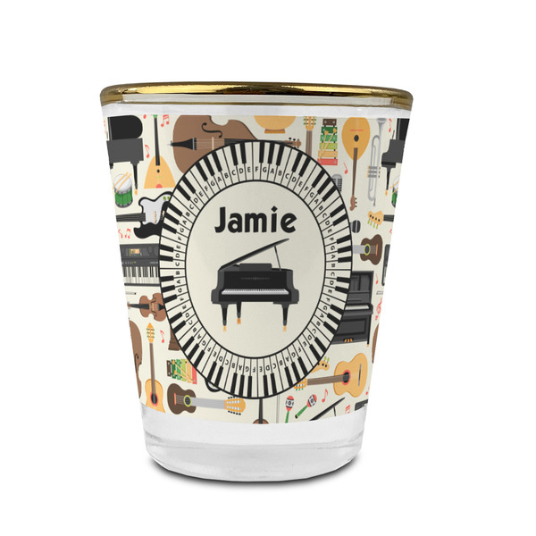 Musical Instruments Glass Shot Glass - With gold rim - FRONT
