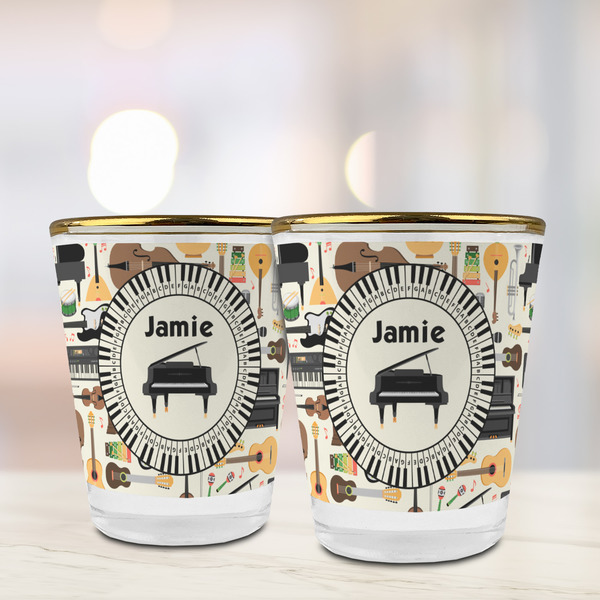 Musical Instruments Glass Shot Glass - with gold rim - LIFESTYLE