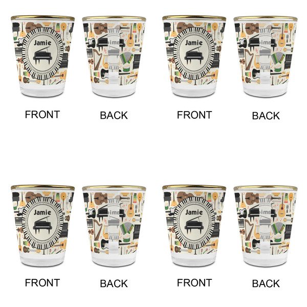 Musical Instruments Glass Shot Glass - with gold rim - Set of 4 - APPROVAL