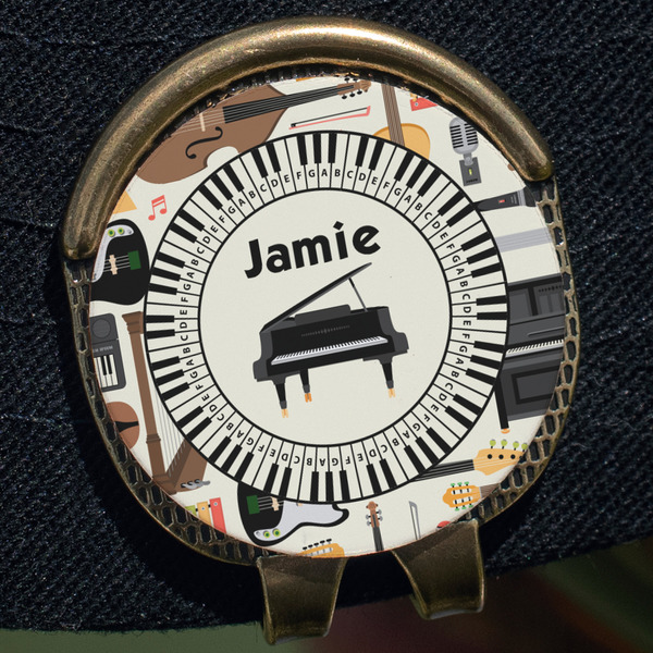 Musical Instruments Golf Ball Marker Hat Clip - Gold - Close Up