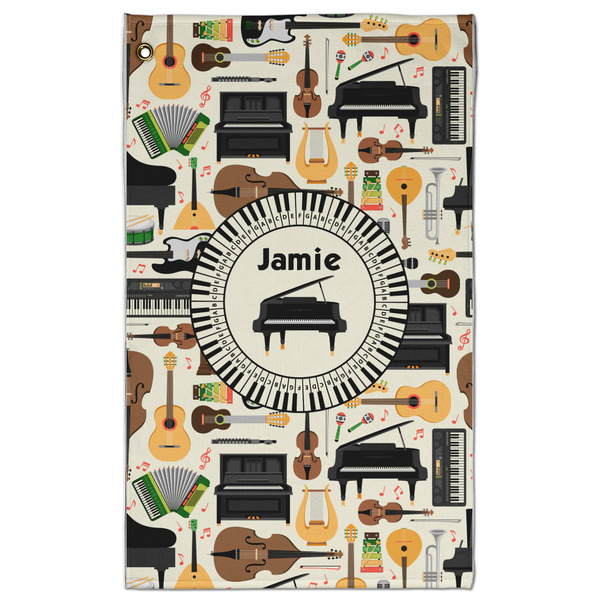 Custom Musical Instruments Golf Towel - Poly-Cotton Blend w/ Name or Text