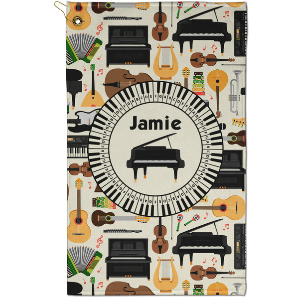Custom Musical Instruments Golf Towel - Poly-Cotton Blend - Small w/ Name or Text