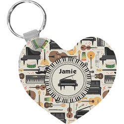 Musical Instruments Heart Plastic Keychain w/ Name or Text