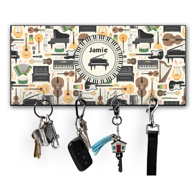Musical Instruments Key Hanger w/ 4 Hooks w/ Graphics and Text