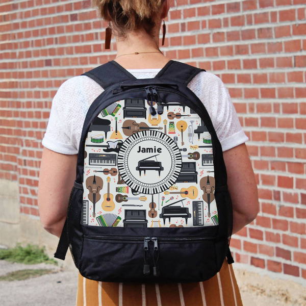 Musical Instruments Large Backpack - Black - On Back