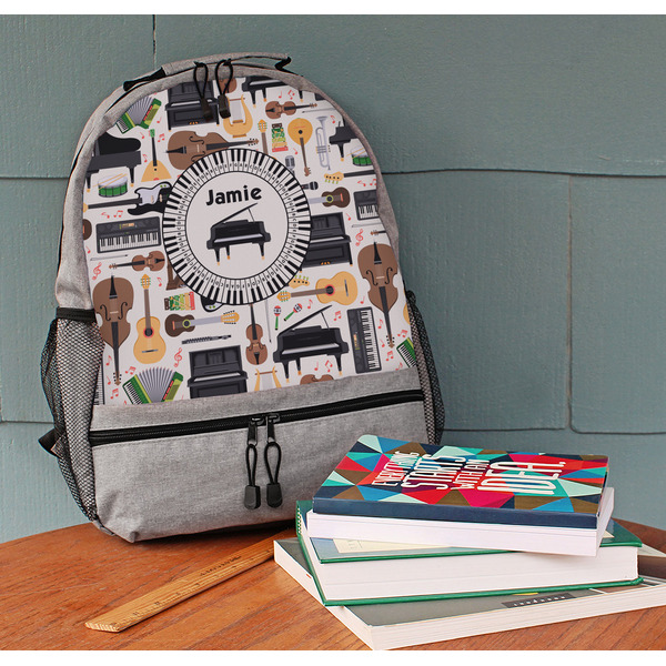 Musical Instruments Large Backpack - Gray - On Desk