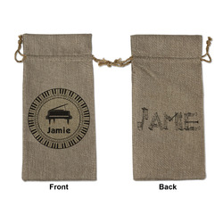 Musical Instruments Large Burlap Gift Bag - Front & Back (Personalized)