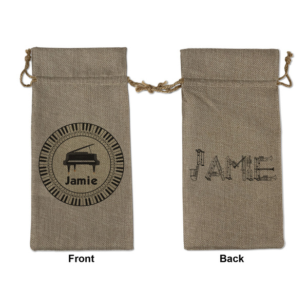 Custom Musical Instruments Large Burlap Gift Bag - Front & Back (Personalized)