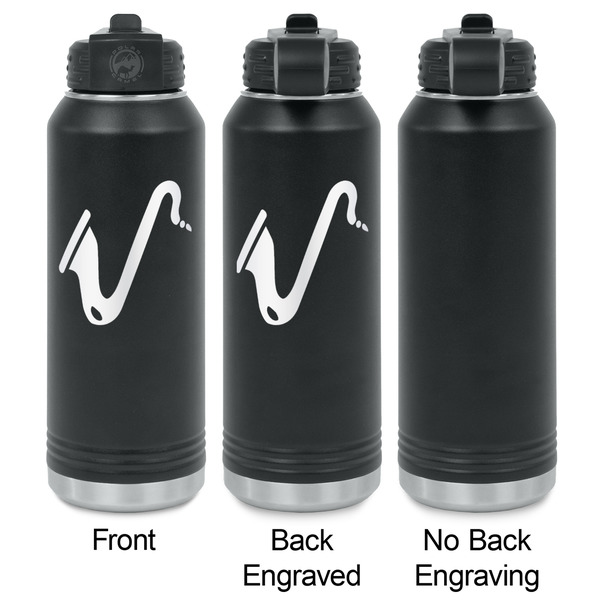 Musical Instruments Laser Engraved Water Bottles - 2 Styles - Front & Back View