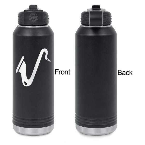 Musical Instruments Laser Engraved Water Bottles - Front Engraving - Front & Back View