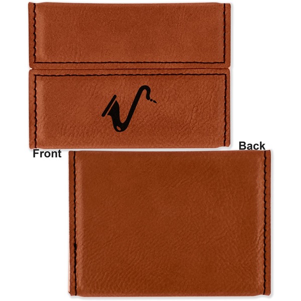 Musical Instruments Leather Business Card Holder Front Back Single Sided - Apvl