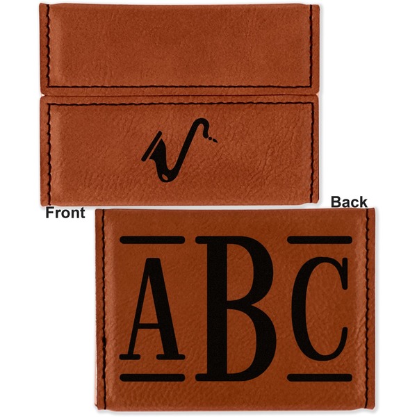 Musical Instruments Leather Business Card Holder - Front Back