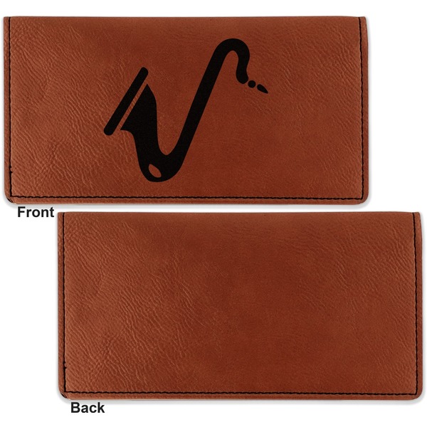 Musical Instruments Leather Checkbook Holder Front and Back Single Sided - Apvl