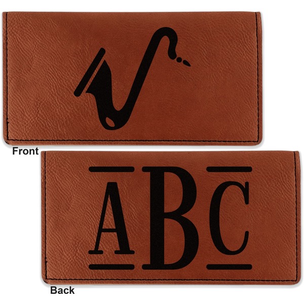 Musical Instruments Leather Checkbook Holder Front and Back