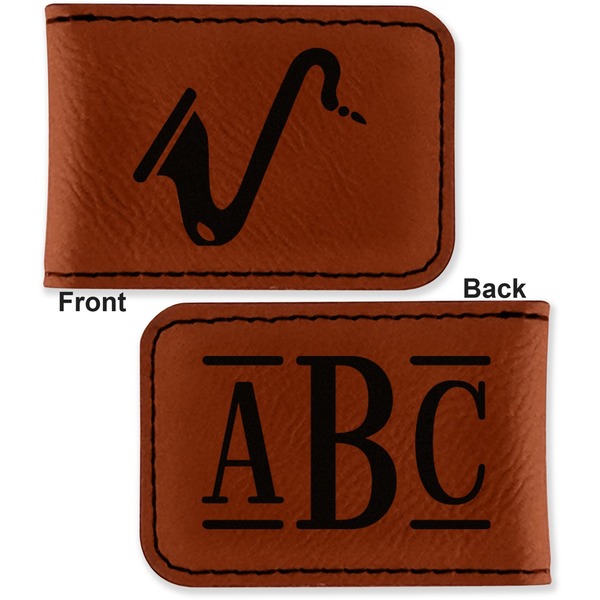 Musical Instruments Leatherette Magnetic Money Clip - Front and Back