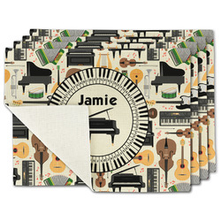 Musical Instruments Single-Sided Linen Placemat - Set of 4 w/ Name or Text