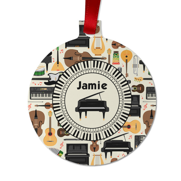 Custom Musical Instruments Metal Ball Ornament - Double Sided w/ Name or Text