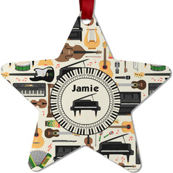 Musical Instruments Metal Star Ornament - Double Sided w/ Name or Text