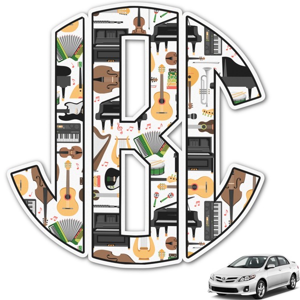 Custom Musical Instruments Monogram Car Decal (Personalized)