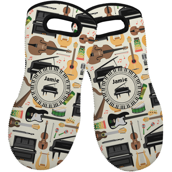 Custom Musical Instruments Neoprene Oven Mitts - Set of 2 w/ Name or Text