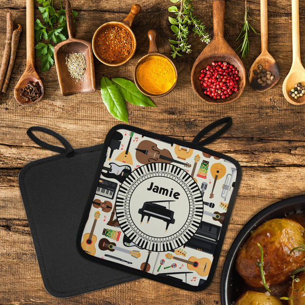 Musical Instruments Neoprene Pot Holder - Set of 2  LIFESTYLE (Flatlay)